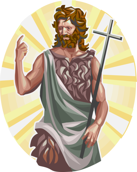 Vector Illustration of John the Baptist Roman Catholic Saint, Jewish Itinerant Preacher, Baptized Jesus