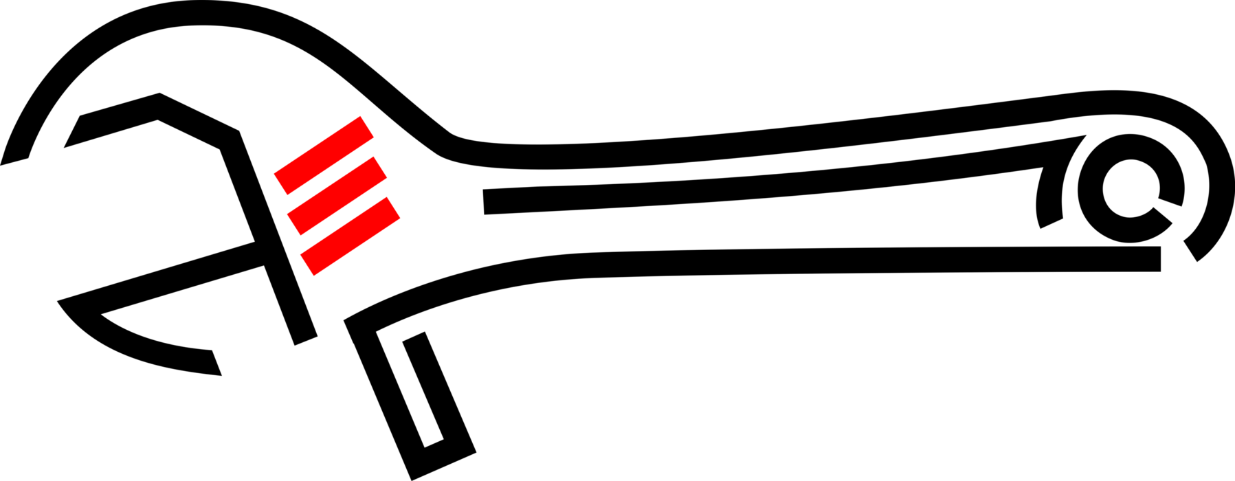 Vector Illustration of Adjustable Wrench or Spanner Tool with Adjustable "Jaw" Width