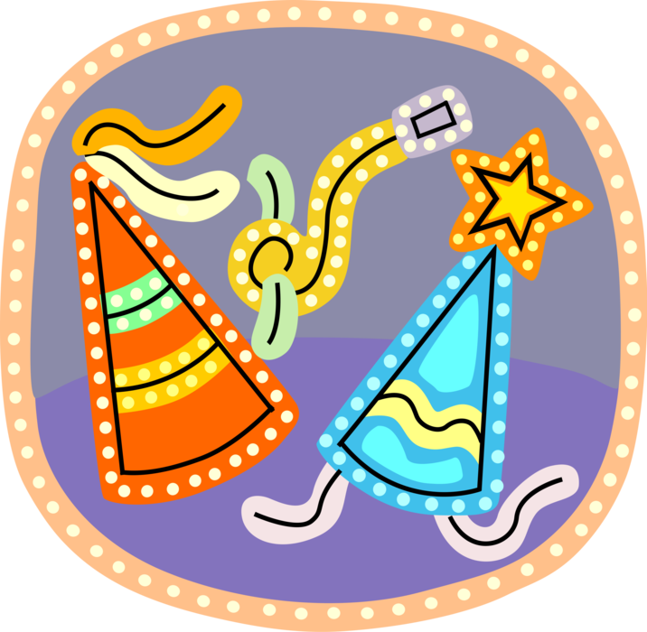 Vector Illustration of Party Hats and Noisemakers Help Party Goers Celebrate