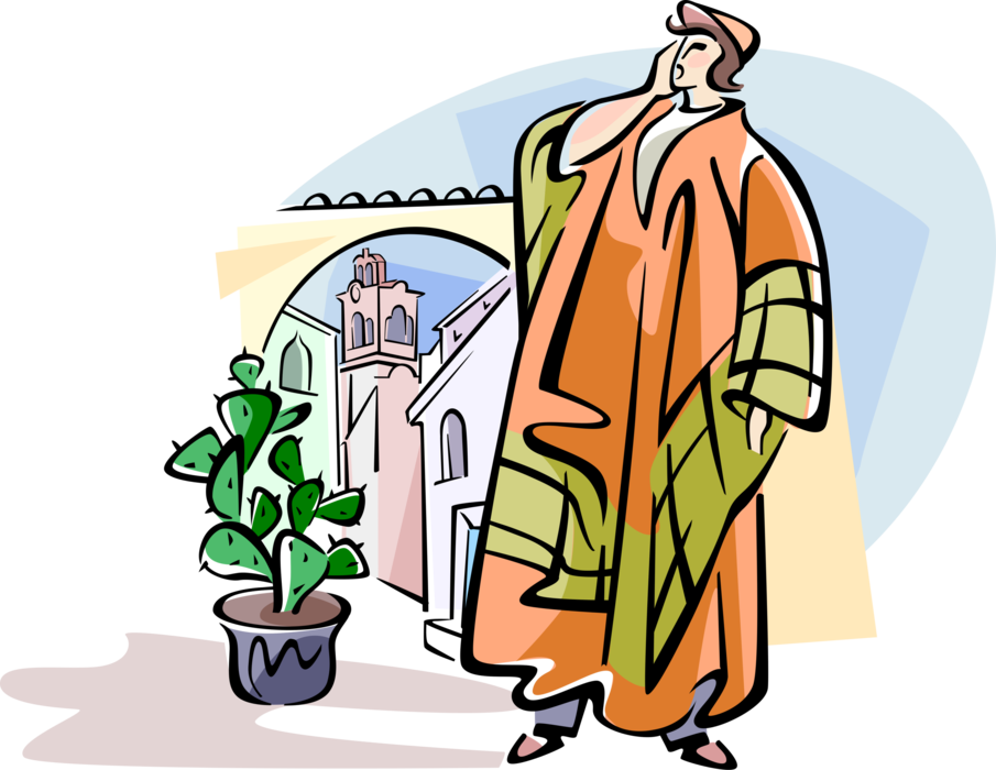 Vector Illustration of Spanish Town Crier makes Public Pronouncements, Spain