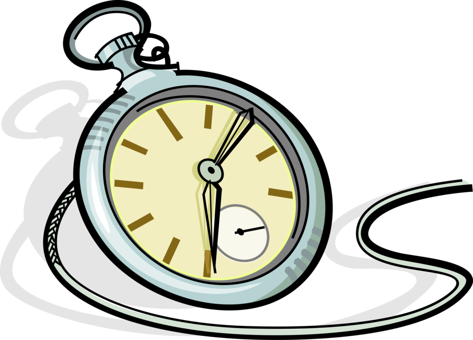 Vector Illustration of Pocket Watch or Pocketwatch Portable Timepiece Carried in Pocket