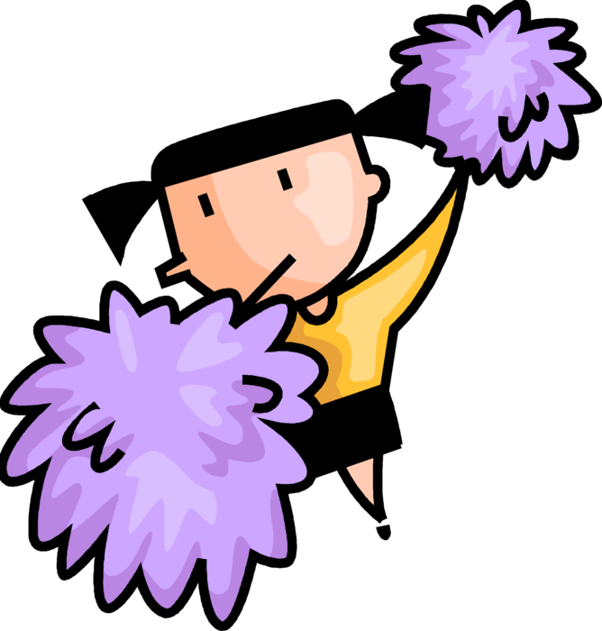 Vector Illustration of Cheerleaders Cheer and Show Team Support with Pom Poms