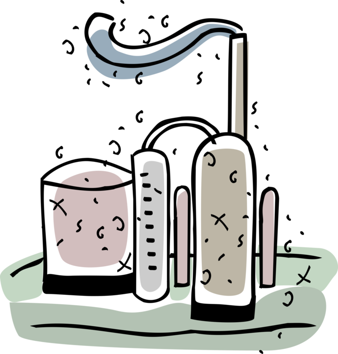 Vector Illustration of Petroleum Oil and Gas Refining Refinery with Storage Tanks