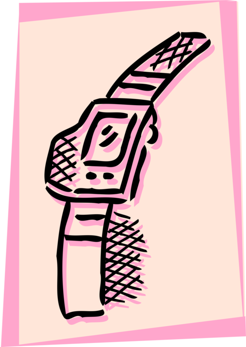 Vector Illustration of Wristwatch Timepiece Watch Keeps Time