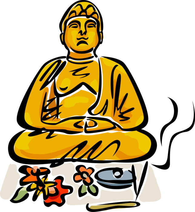 Vector Illustration of Gautama Buddha "The Awakened One" Ascetic and Sage Founded Buddhism Brings Enlightenment and Wisdom