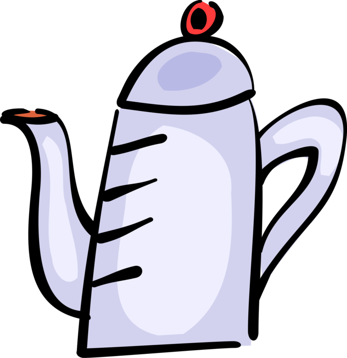 Vector Illustration of Teapot with Spout and Handle Serves Freshly Steeped Tea Leaves