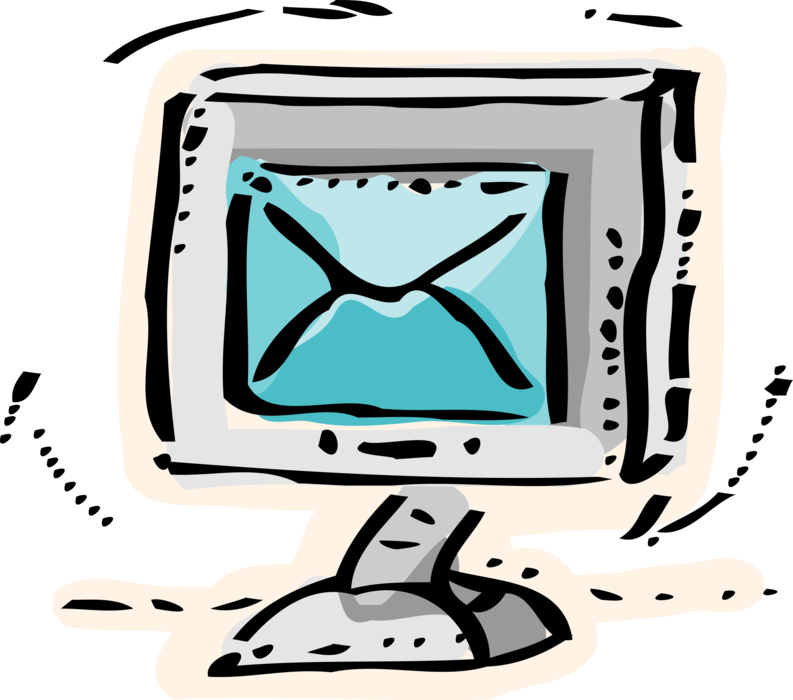 Vector Illustration of Email Webmail Correspondence Envelope Letter with Computer Monitor
