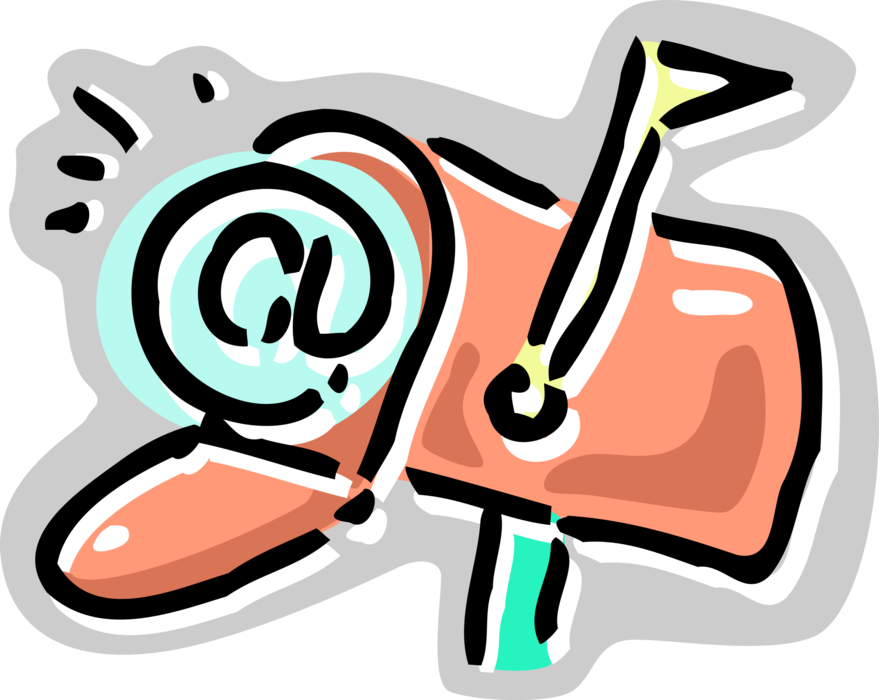 Vector Illustration of Email @ Sign in Letter Box or Mailbox Receptacle for Incoming Mail