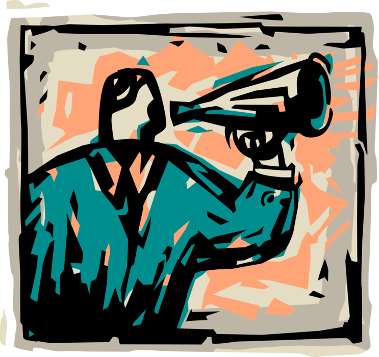 Vector Illustration of Businessman Makes Important Announcement with Bullhorn Megaphone to Amplify Voice
