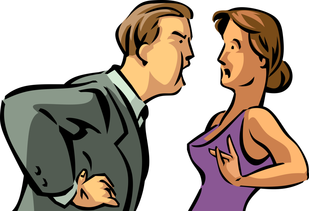Vector Illustration of Businesswoman Receives Blistering Rebuke Reprimand from Office Manager