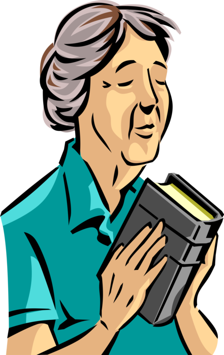 Vector Illustration of Retired Elderly Senior Citizen Enjoys Reading Books