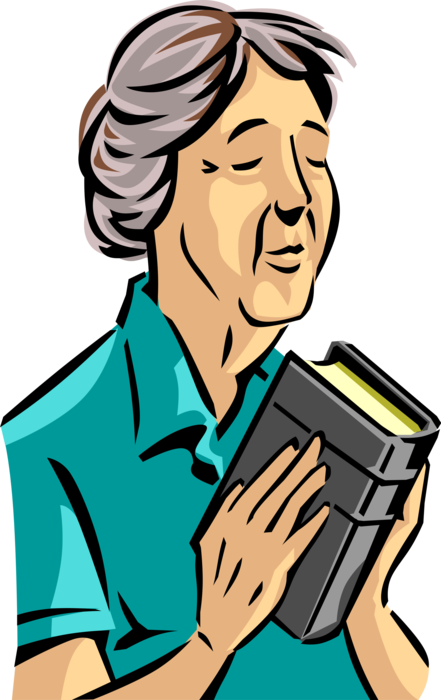 Vector Illustration of Retired Elderly Senior Citizen Enjoys Reading Books