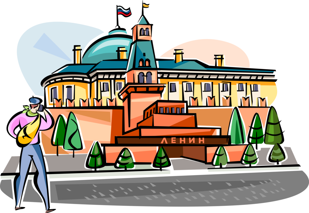 Vector Illustration of Mausoleum Tomb to Lenin Under the Kremlin, Moscow, Russia 