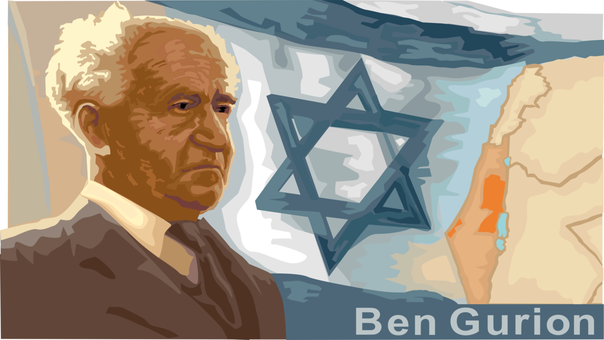 Vector Illustration of David Ben-Gurion, Founder of State of Israel, First Prime Minister of Israel