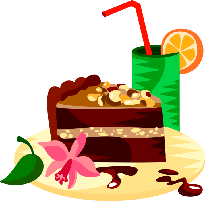 Vector Illustration of German Cuisine Chocolate Cake