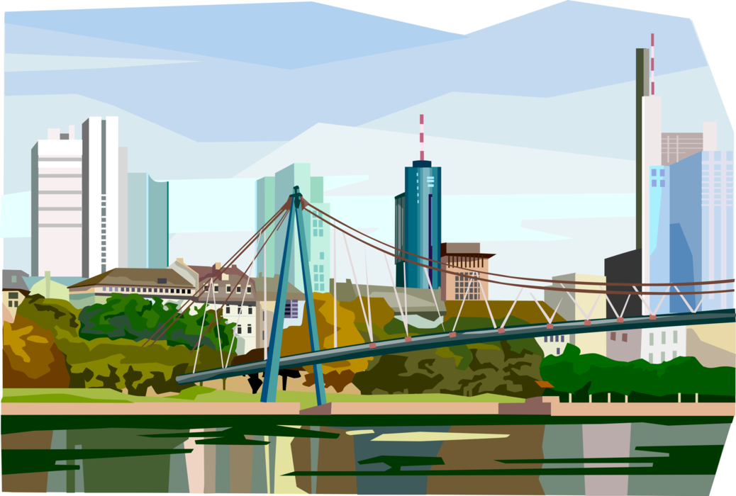 Vector Illustration of Frankfurt Skyline, Germany