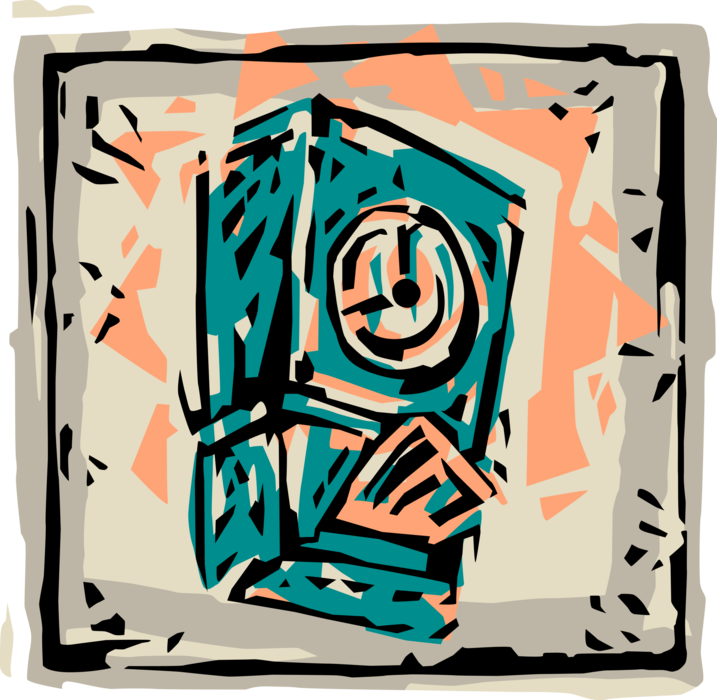 Vector Illustration of Time Clock, Clock Card Machine or Punch Clock Time Recorder