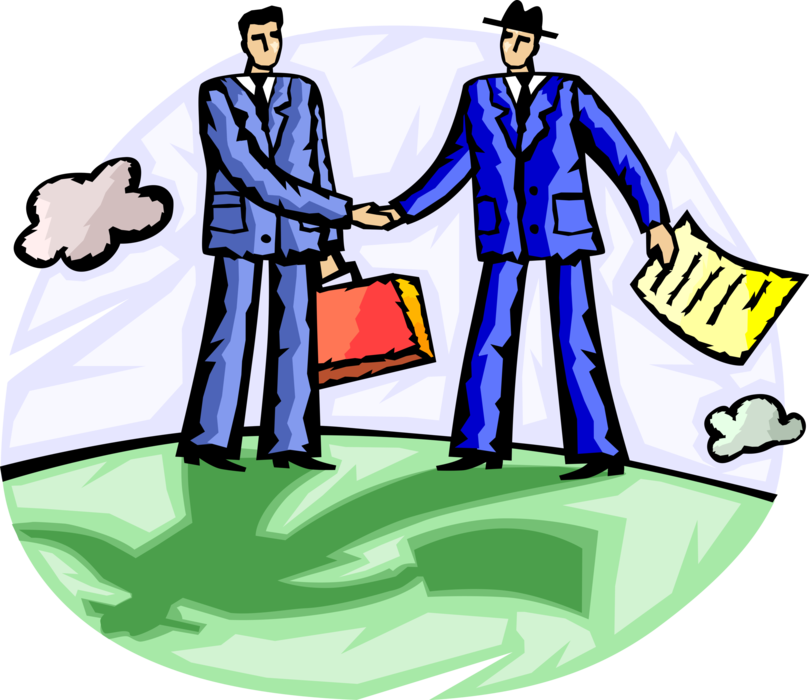 Vector Illustration of Businessmen Shaking Hands in Introduction Greeting or Business Contract Agreement
