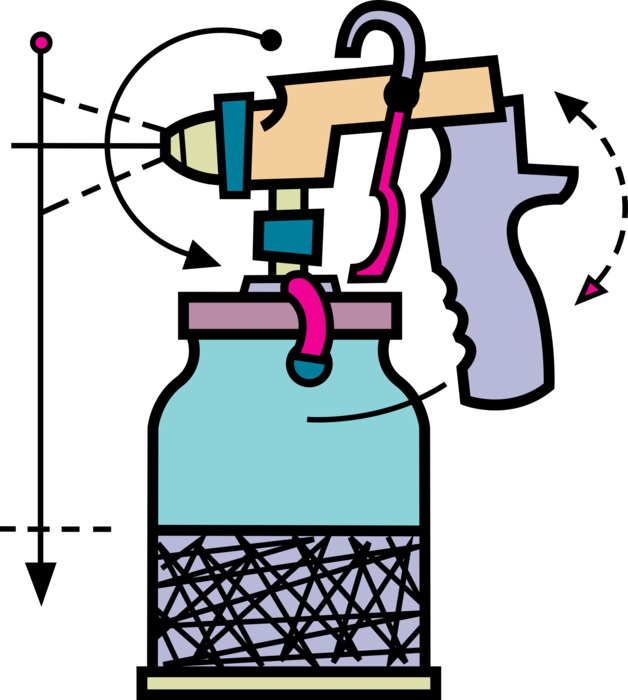 Vector Illustration of Airbrush Air-Operated Venturi Tool Sprays Paint
