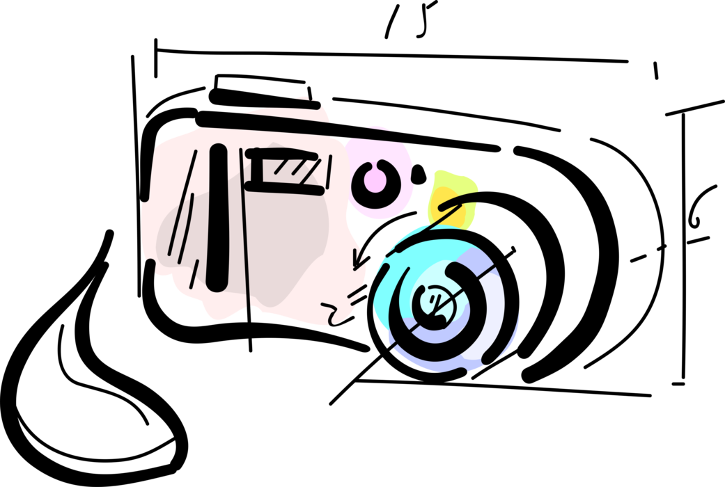 Vector Illustration of Optical Photography Camera Captures Photographic Images