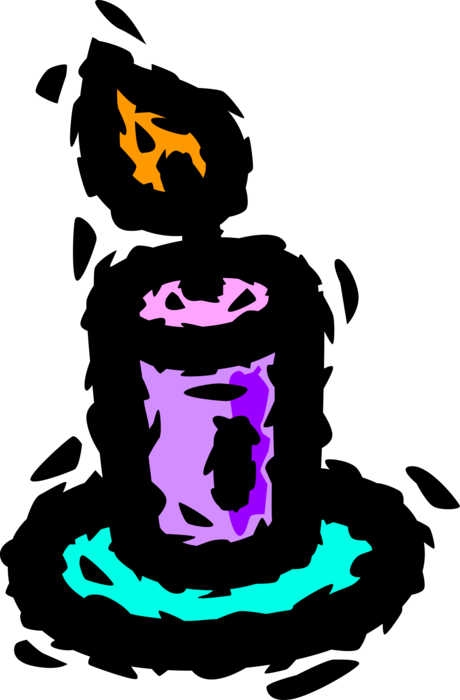 Vector Illustration of Candle Ignitable Wick Embedded in Wax with Burning Flame