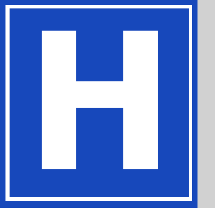 Vector Illustration of European Union EU Traffic Highway Road Sign, Hospital