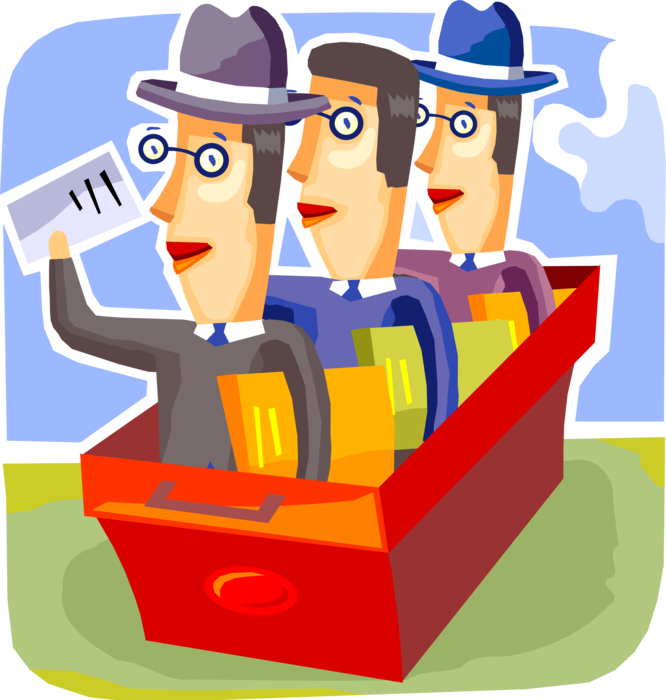 Vector Illustration of Human Resources Office Workers Ready to Handle any Work Project File