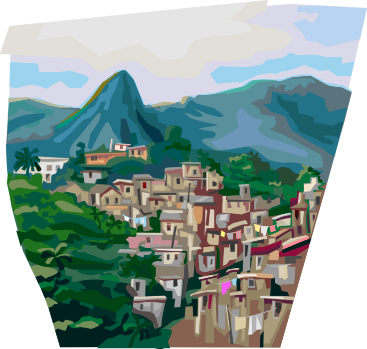 Vector Illustration of Favela Slum of Rio De Janeiro, Brazil