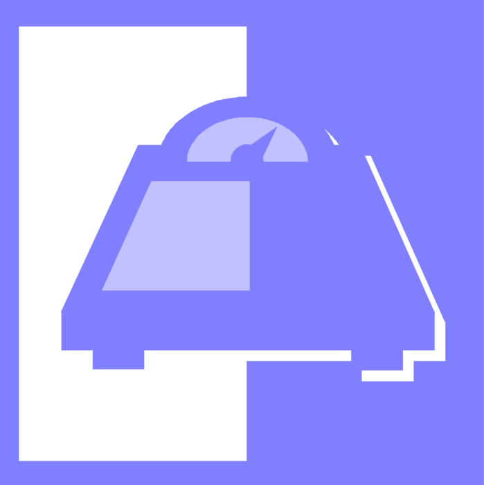 Vector Illustration of Bathroom Weigh Scale Force-Measuring Device for Weight Measurement