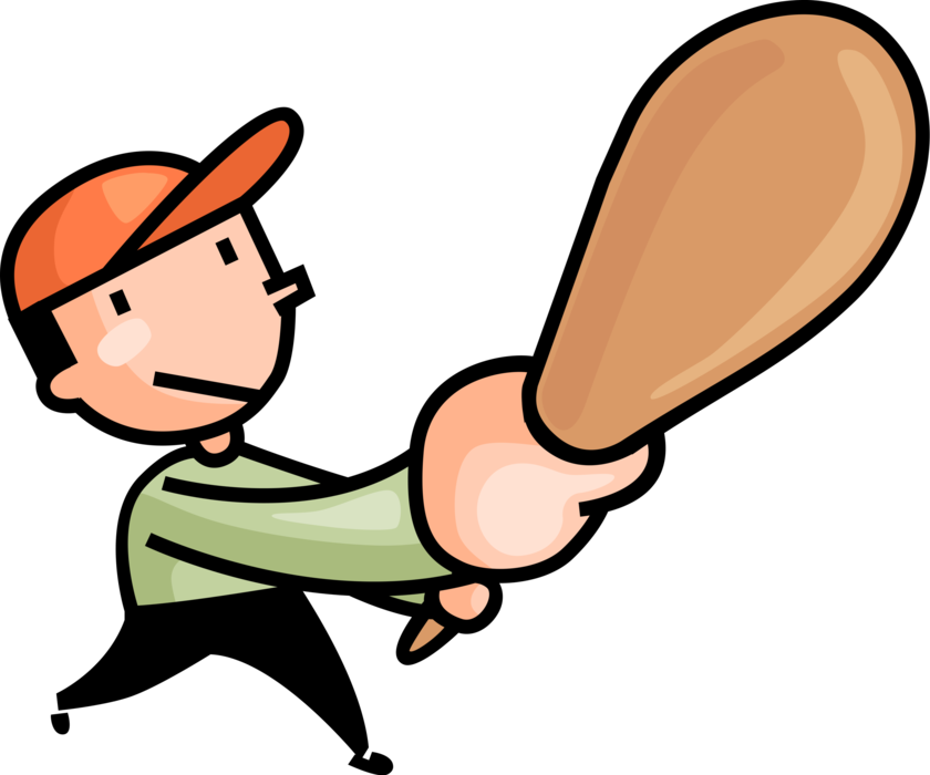 Vector Illustration of American Pastime Sport of Baseball Player at Home Plate Swings Bat at Ball During Game Hits Homerun