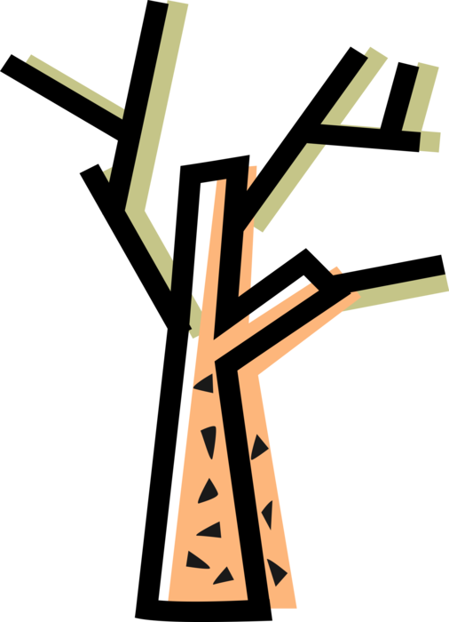 Vector Illustration of Deciduous Forest Tree Vegetation without Leaves in Winter Season