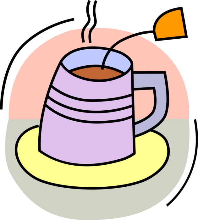 Vector Illustration of Hot Cup of Tea in Teacup with Tea Bag