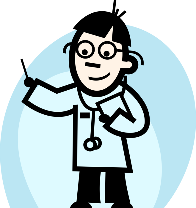 Vector Illustration of Health Care Professional Doctor Physician with Thermometer