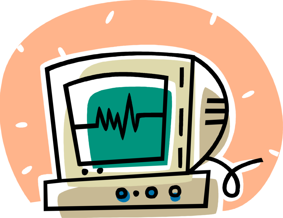 Vector Illustration of ECG Electrocardiogram Heart Rhythm Monitor Readout Graph