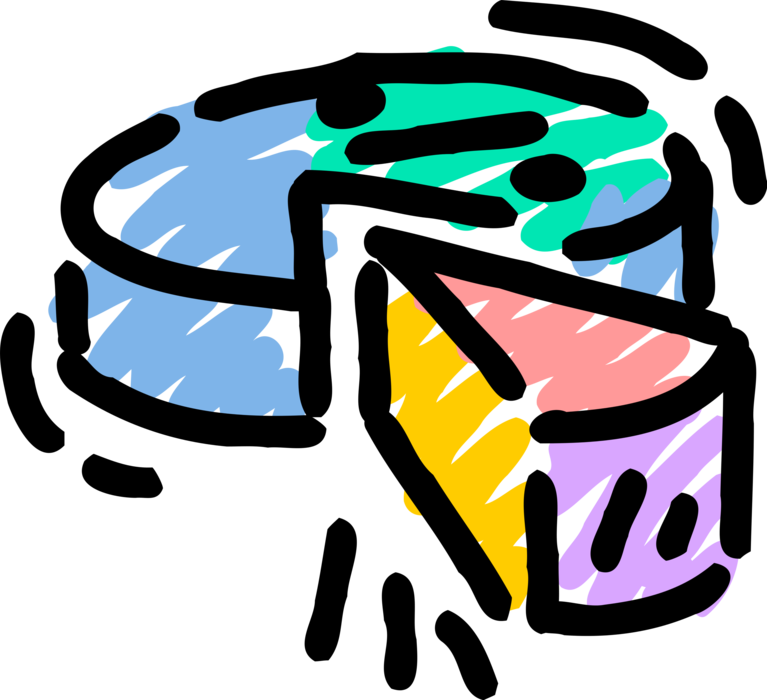 Vector Illustration of Pie Chart Statistical Graphic Divided into Slices to Illustrate Numerical Proportion