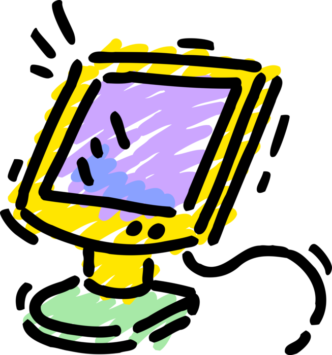 Vector Illustration of Personal Computer Flat Screen Monitor Display