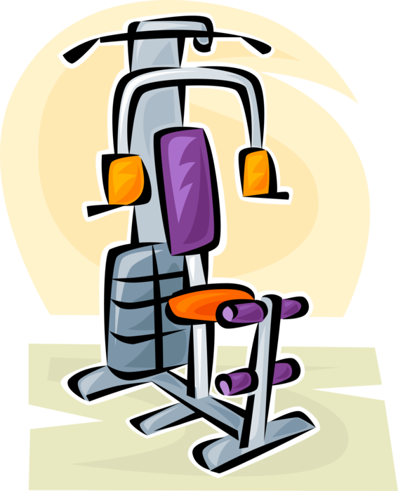 Vector Illustration of Workout Machine Exercise Weight Equipment Strength-Training Fitness Gym Set
