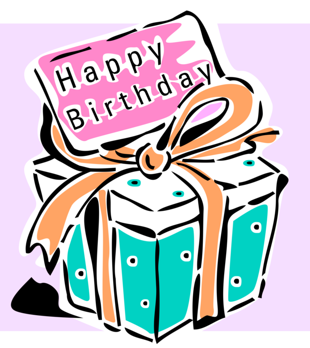 Vector Illustration of Happy Birthday Present Gift with Ribbon Bow