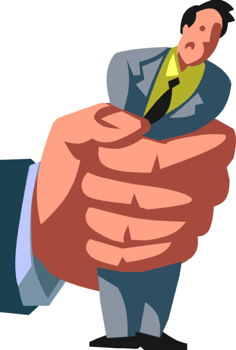 Vector Illustration of Businessman in Tight Control Grip of Management