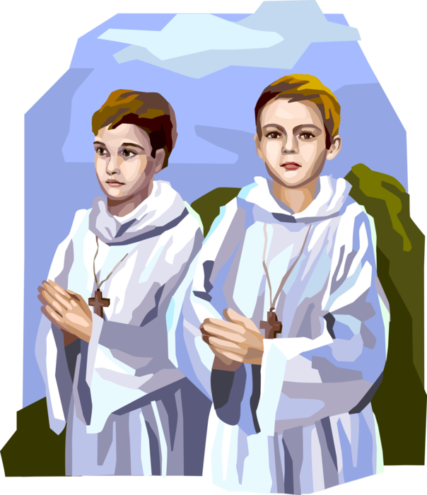 Vector Illustration of Boys Preparing for Sacrament of First Communion Solennelle