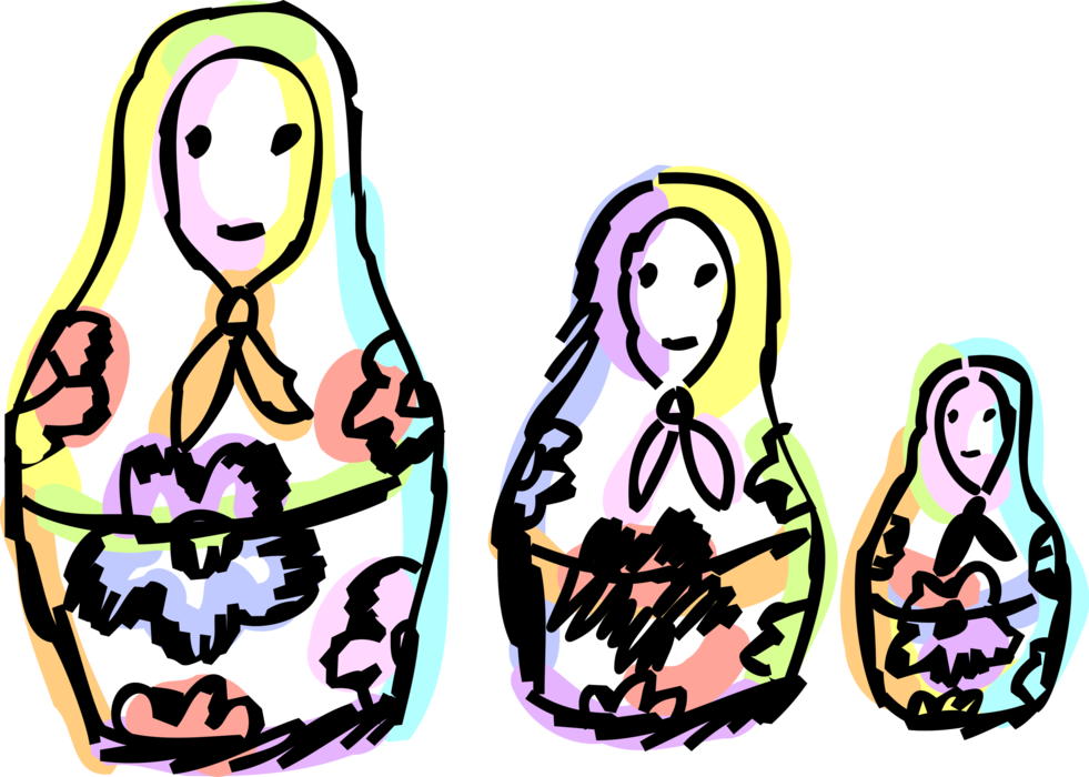 Vector Illustration of Matryoshka or Matrioshka Russian Babushka Nesting Dolls