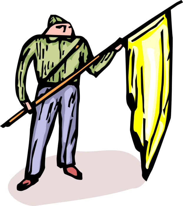 Vector Illustration of German Boy Scout Holds Flag on Staff