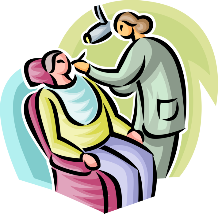 Vector Illustration of Dental Patient Visits the Dentist for Oral Examination