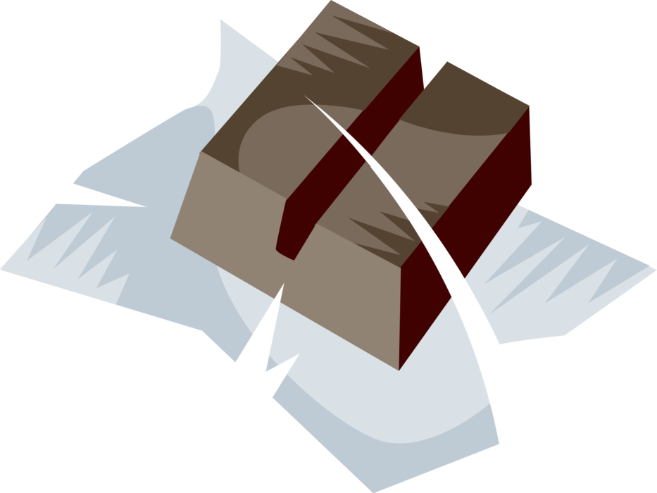 Vector Illustration of Confection Bitter Dark Baking Chocolate Candy Made From Cocoa