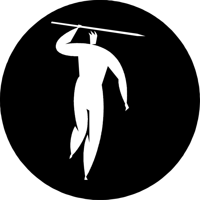 Vector Illustration of Track and Field Athletic Sport Contest Javelin Thrower in Competition Throws Javelin