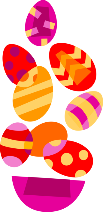 Vector Illustration of Decorated Colored Easter or Paschal Eggs Celebrate Springtime and Easter Season