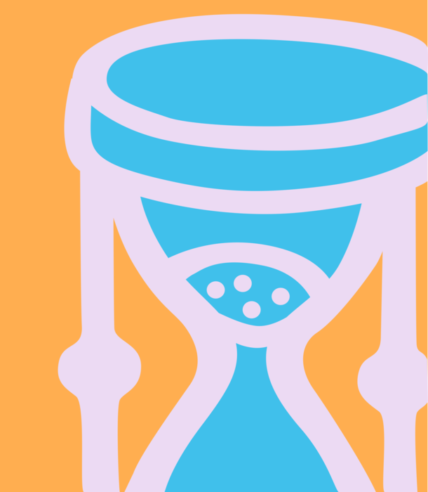 Vector Illustration of Hourglass or Sandglass, Sand Timer, or Sand Clock Measures Passage of Time