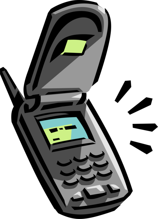 Vector Illustration of Mobile Smartphone Phone Telephone Makes and Receives Calls Over Radio Frequency Carrier