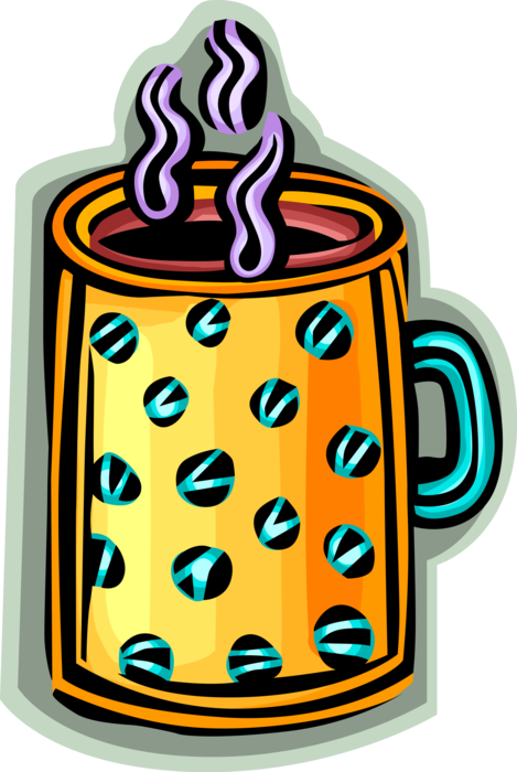 Vector Illustration of Cup of Hot Freshly Brewed Coffee Beverage Drink