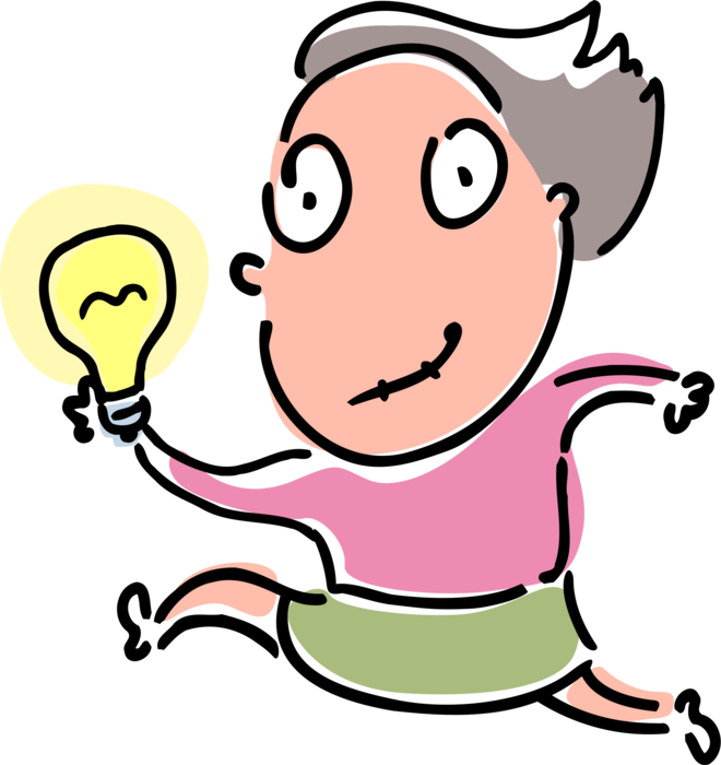 Vector Illustration of Businesswoman with Electric Light Bulb Symbol of Invention, Innovation, and Good Ideas